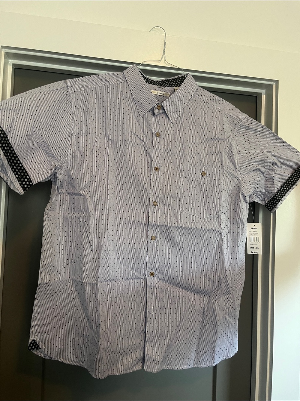 Campia Light Blue Short-Sleeve Button-Down with Dot Print